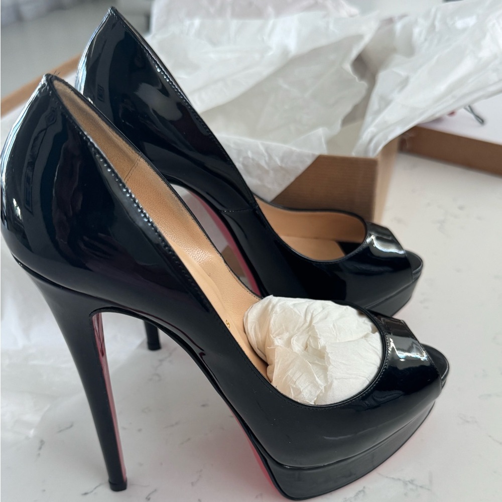 Christian Louboutin Lady Peep 150 Patent Calf Black. Size: 38.5
100% Authentic